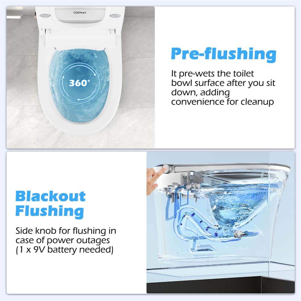 Costway Smart Elongated Bidet Toilet with 4-Level Heating & Auto Functions