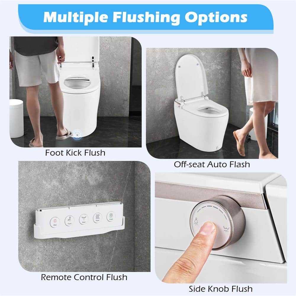 Costway Smart Elongated Bidet Toilet with 4-Level Heating & Auto Functions