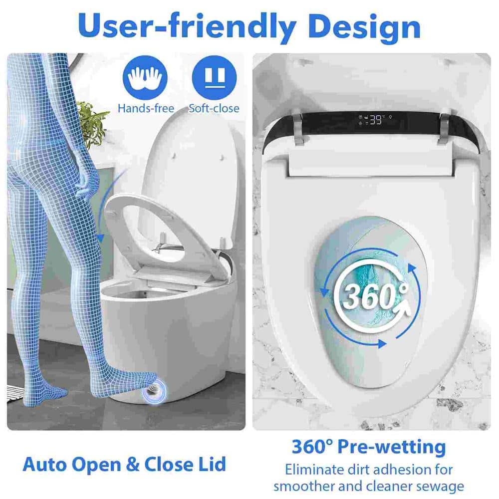 Costway 12 in. Wall Hung Smart Toilet with Heated Seat and Display in White
