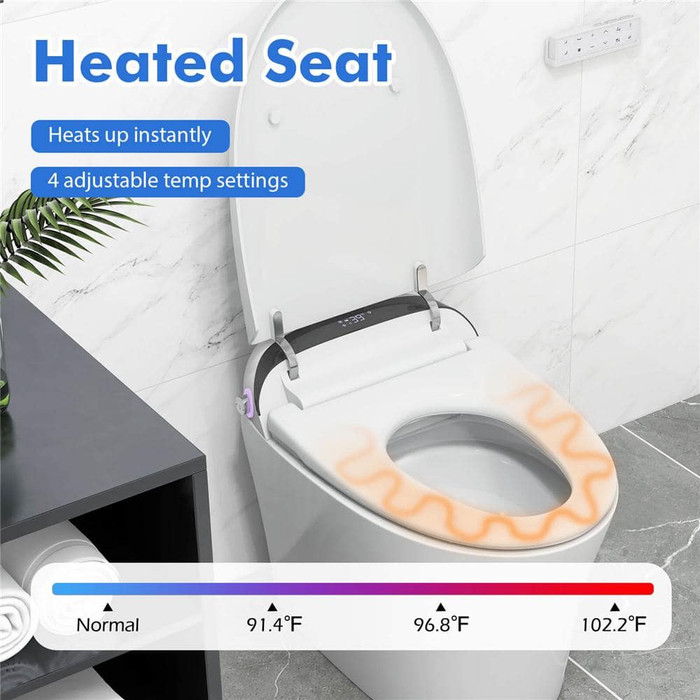 Costway 12 in. Wall Hung Smart Toilet with Heated Seat and Display in White