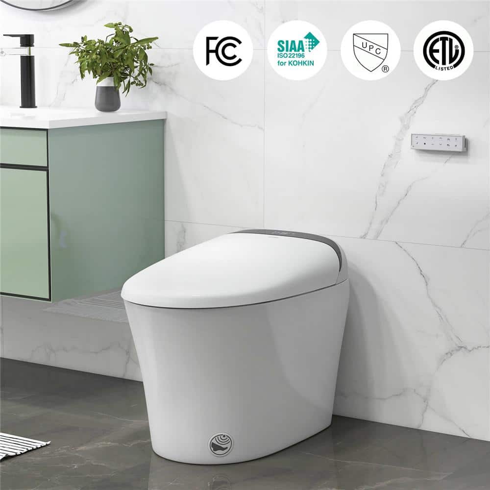 Costway 12 in. Wall Hung Smart Toilet with Heated Seat and Display in White