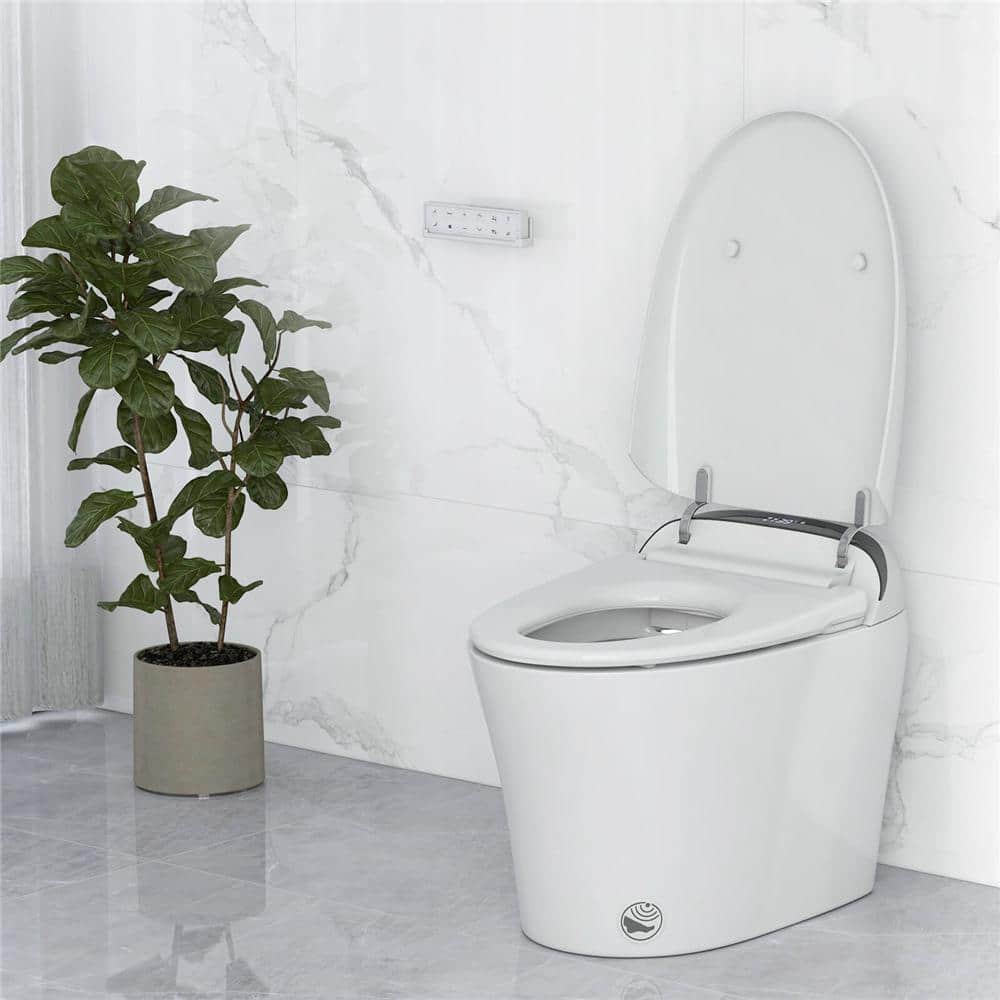 Costway 12 in. Wall Hung Smart Toilet with Heated Seat and Display in White