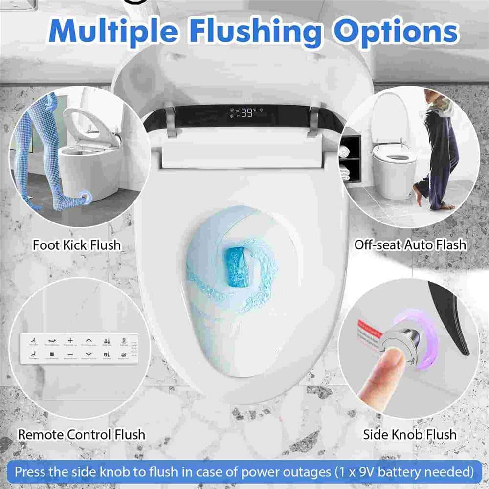 Costway 12 in. Wall Hung Smart Toilet with Heated Seat and Display in White