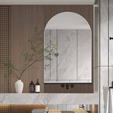 COWLOWN 24 in. W x 36 in. H White Arched Metal Framed Recessed Bathroom Medicine Cabinet with Mirror and Adjustable Shelves