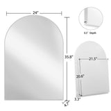 COWLOWN 24 in. W x 36 in. H White Arched Metal Framed Recessed Bathroom Medicine Cabinet with Mirror and Adjustable Shelves