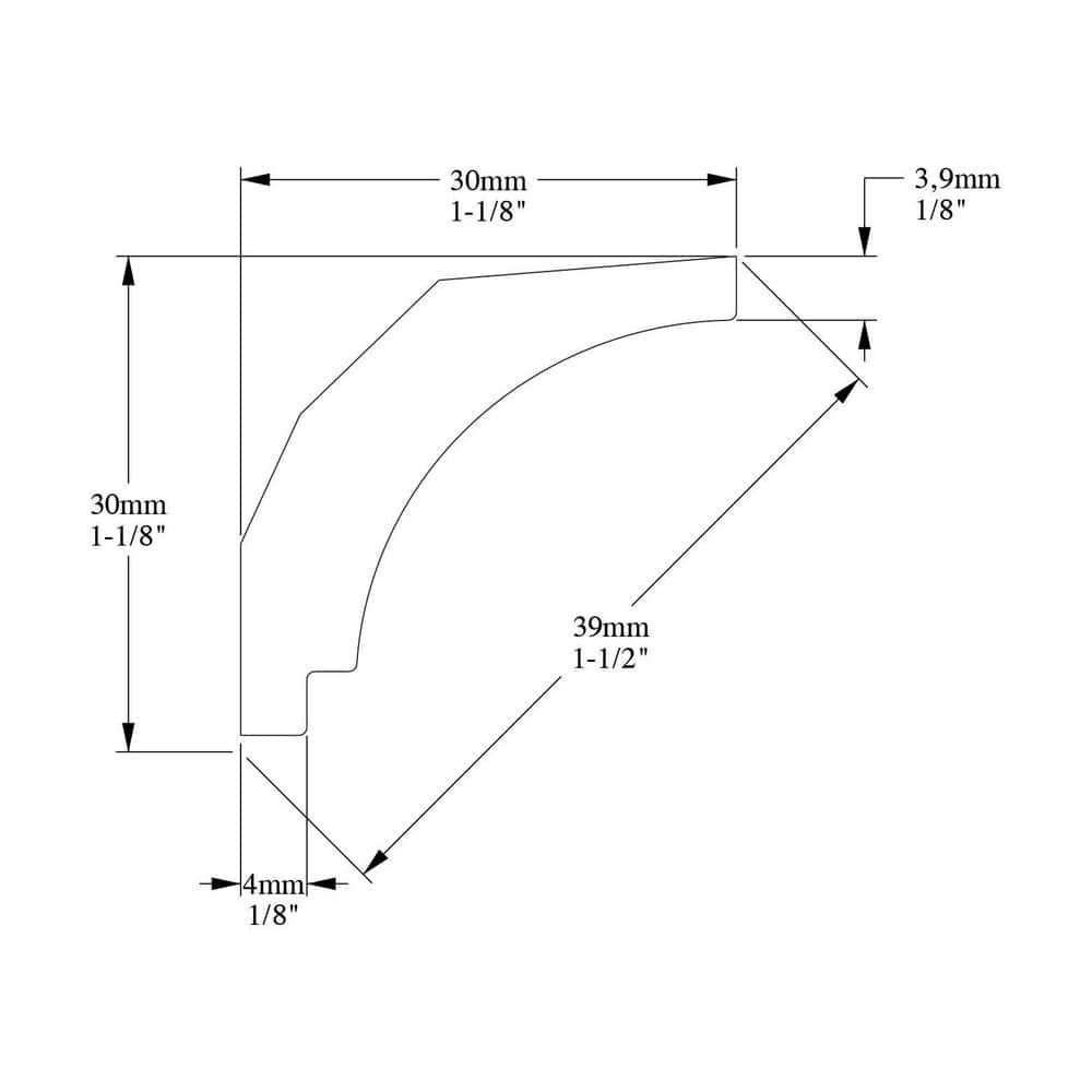 ORAC DECOR 1-1/8 in. x 1-1/8 in. x 78-3/4 in. Primed White Plain Polystyrene Crown Moulding (8-Pack)