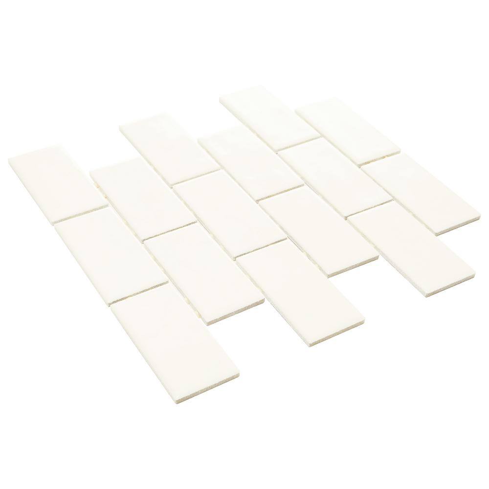 Marazzi LuxeCraft 12 in. x 12 in. x 6.35 mm White Brick Joint Ceramic Mosaic Tile (0.83 sq. ft. / piece)
