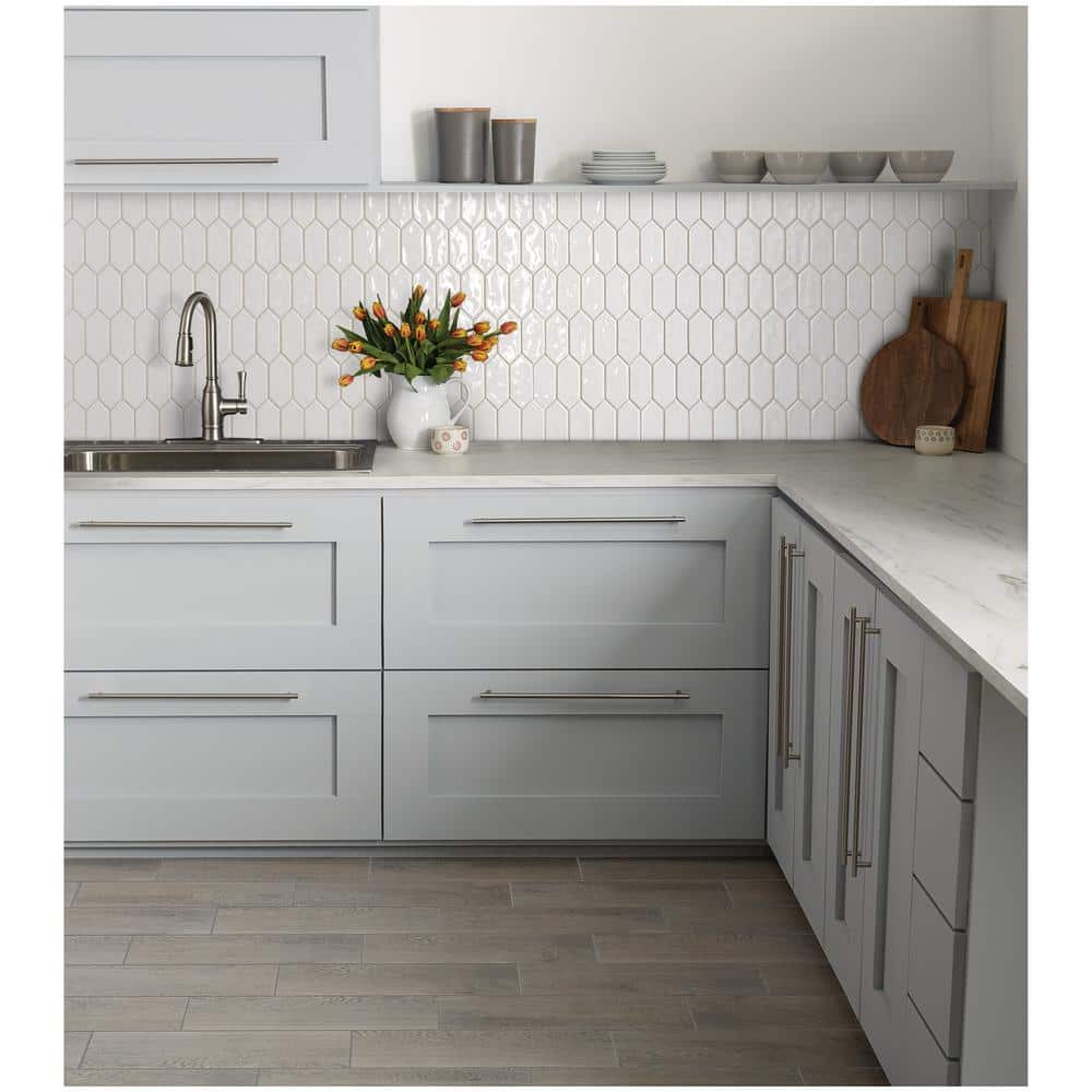 Marazzi LuxeCraft 11 in. x 12 in. x 6.35 mm White Ceramic Picket Mosaic Wall Tile (0.73 sq. ft. per piece)