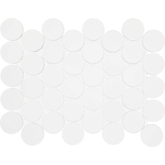 Daltile Restore White 10 in. x 13 in. Glazed Porcelain Jumbo Penny Round Mosaic Tile (9.3 sq. ft./Case)