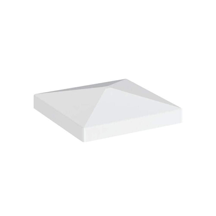 Louvered 6 in. x 6 in. White Vinyl Pyramid Fence Post Top