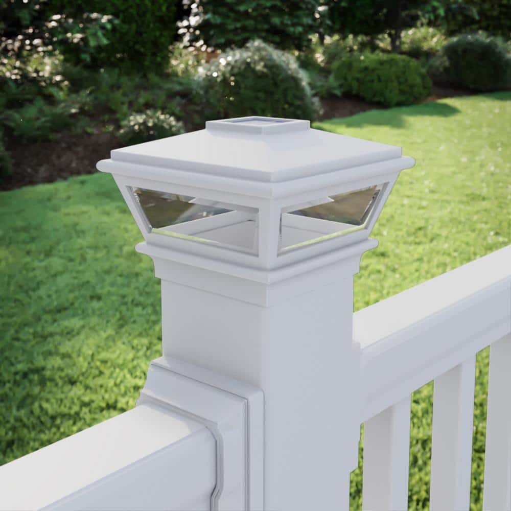 Deckorators 4 in. x 4 in. White Plastic Solar VersaCap