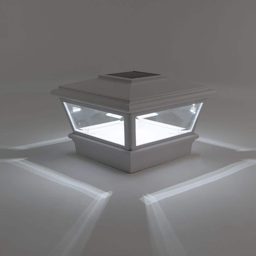Deckorators 4 in. x 4 in. White Plastic Solar VersaCap