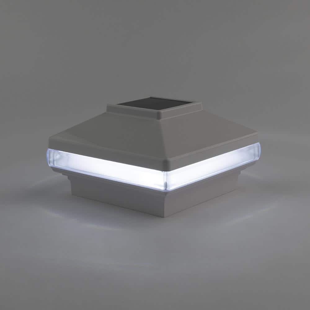 Deckorators 4 in. x 4 in. White Solar Band LED Post Cap