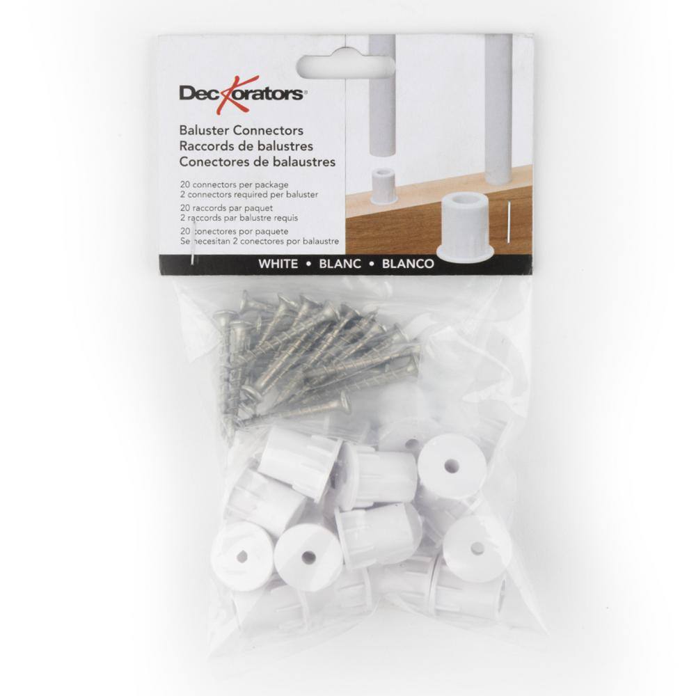 Deckorators Classic White Plastic Round Horizontal Baluster Connector (20-Pack)
