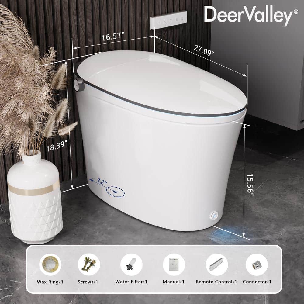 DEERVALLEY 1.28 GPF Smart Toilet Bidet with Heated Seat & UV Sterilization