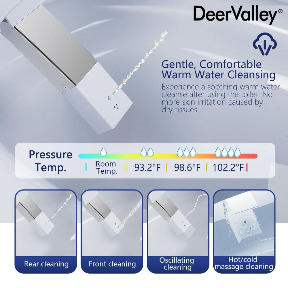 DEERVALLEY 1.28 GPF Smart Toilet Bidet with Heated Seat & UV Sterilization