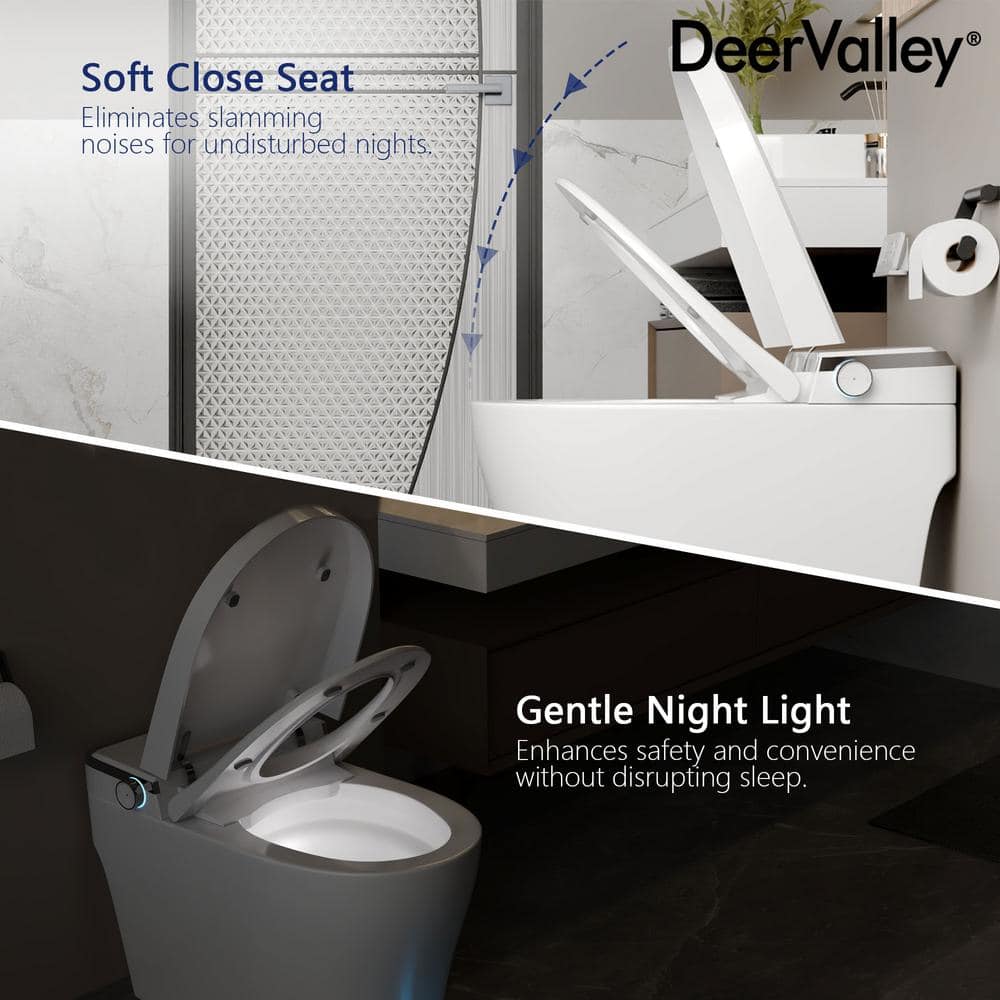 DEERVALLEY Elongated Smart Toilet Bidet with Remote and Heated Seat - White