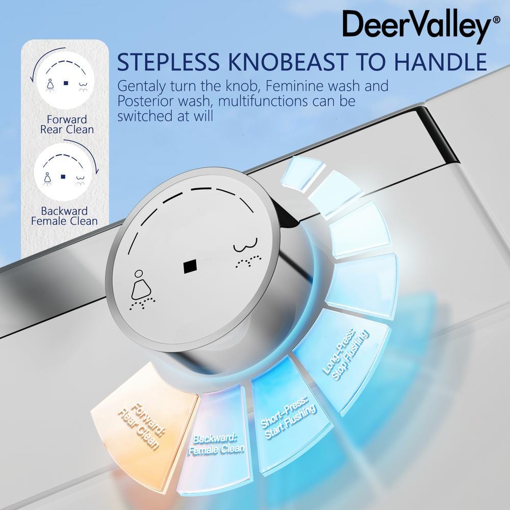 DEERVALLEY Elongated Smart Toilet Bidet with Remote and Heated Seat - White