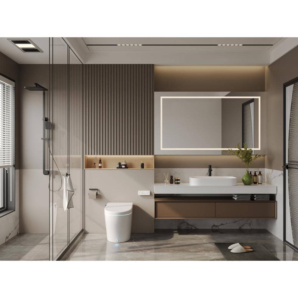 DEERVALLEY Elongated Smart Toilet Bidet with Remote and Heated Seat - White