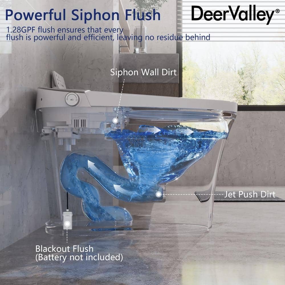 DEERVALLEY Elongated Smart Toilet Bidet with Auto Flush, Warm Water & Air Dryer