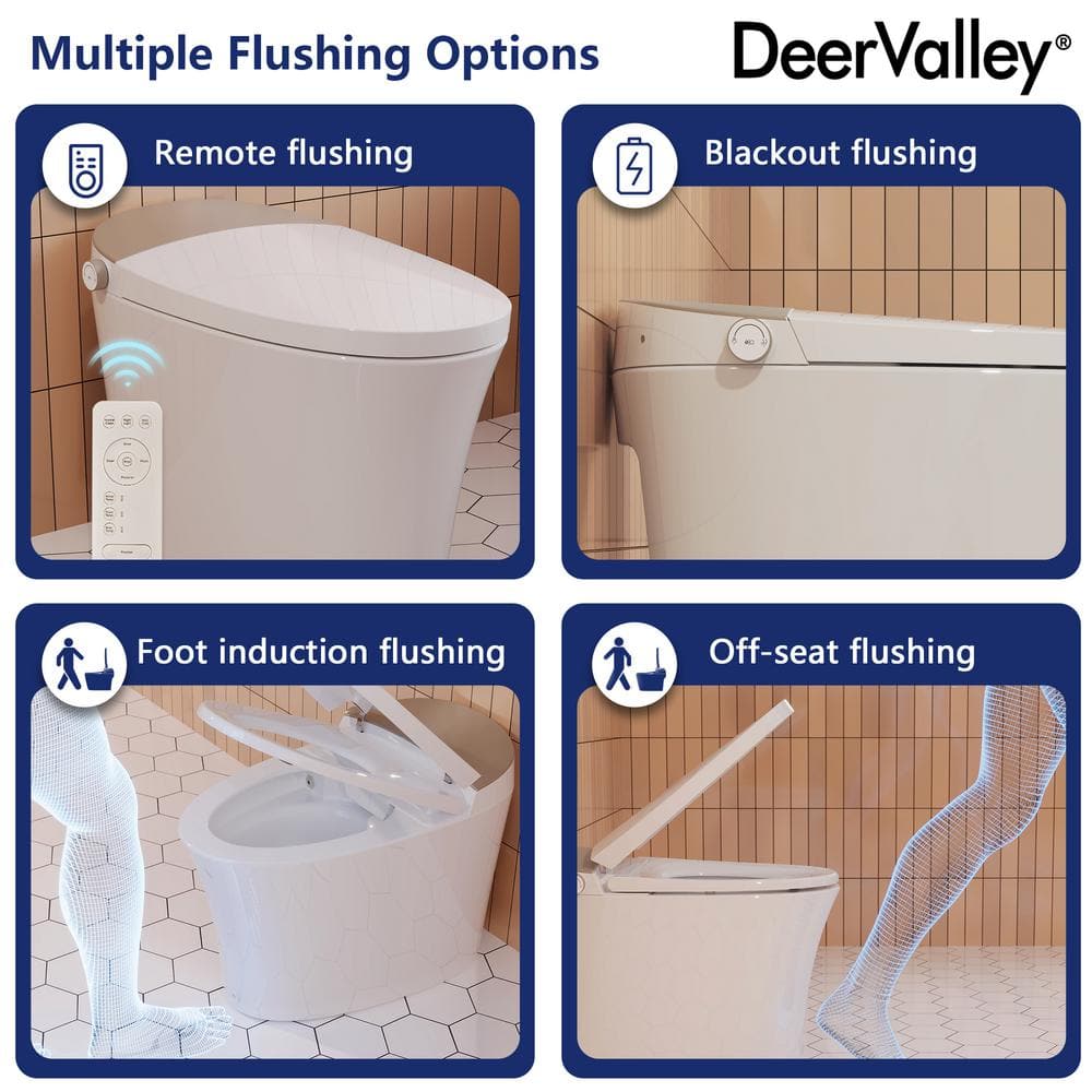 DEERVALLEY Elongated Smart Toilet Bidet with Auto Flush, Warm Water & Air Dryer