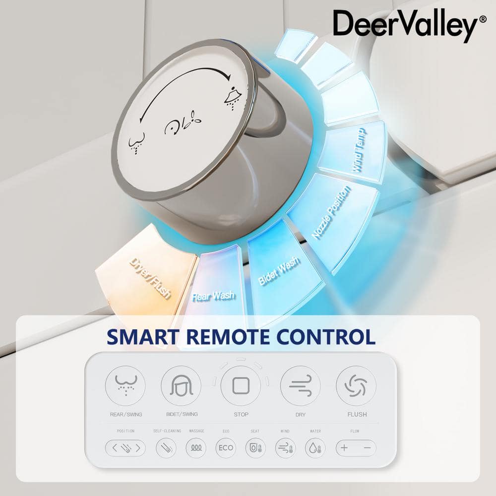 DEERVALLEY Tankless Elongated Smart Toilet Bidet with Auto Flush & Heated Seat