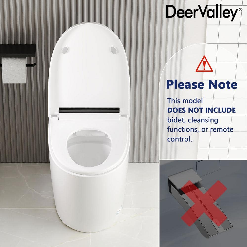 DEERVALLEY 1-Piece 1.28 GPF Toilet with Heated Seat and Auto Flush