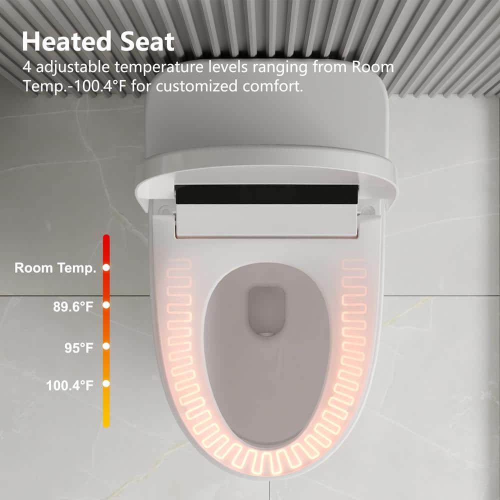 DEERVALLEY 1-Piece 1.28 GPF Toilet with Heated Seat and Auto Flush