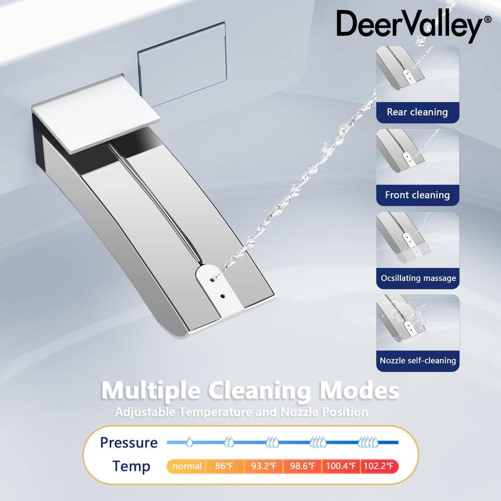 DEERVALLEY Tankless Smart Toilet Bidet with Auto Flush and Warm Water Dryer