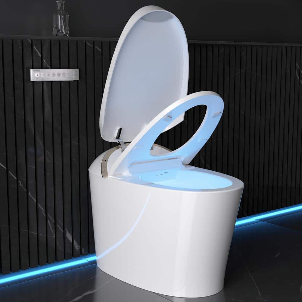 DEERVALLEY Tankless Elongated Smart Toilet Bidet with Auto Close, UV Sterilization & Warm Water Dryer