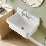 DEERVALLEY 30 in. Wall Mount Laundry/Utility Sink, White Single Bowl