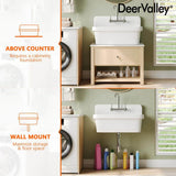DEERVALLEY 30 in. Wall Mount Laundry/Utility Sink, White Single Bowl