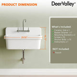 DEERVALLEY 30 in. Wall Mount Laundry/Utility Sink, White Single Bowl