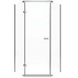 Delta 38 in. x 72 in. Semi-Frameless Pivot Door in Stainless with 38 in. x 38 in. Neo Angle Corner Shower Base in White