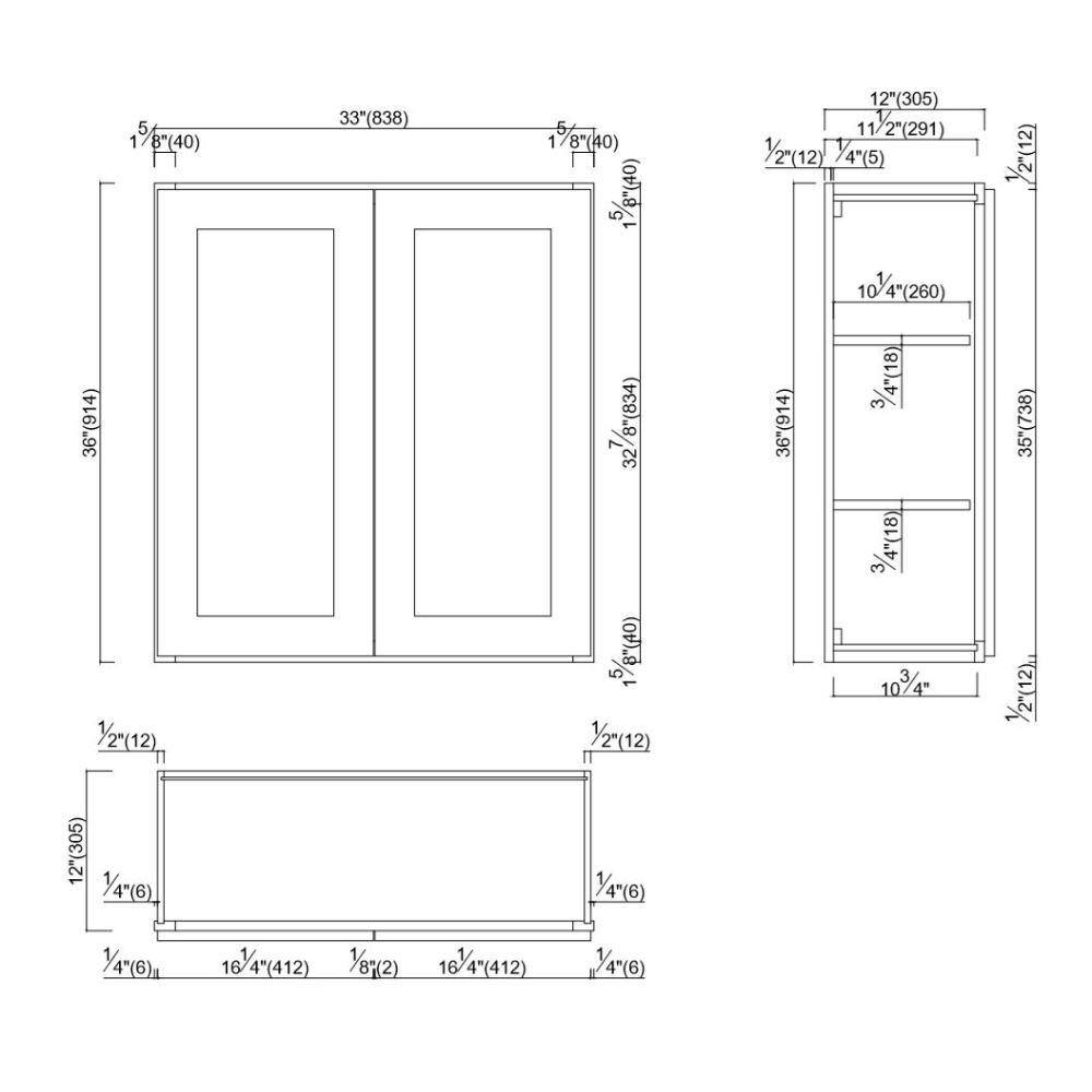 Design House Brookings Solid Wood Assembled Shaker 33 in. x 36 in. x 12 in. 2 Door Wall Kitchen Cabinet W3336 in White