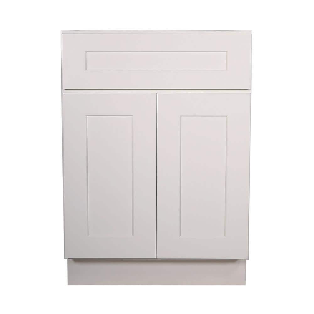 Design House Brookings Shaker 24in.Wx 24in.Dx 34.5in.H Solid Wood Assembled Base Kitchen Cabinet in Painted White w\ Soft Close Doors