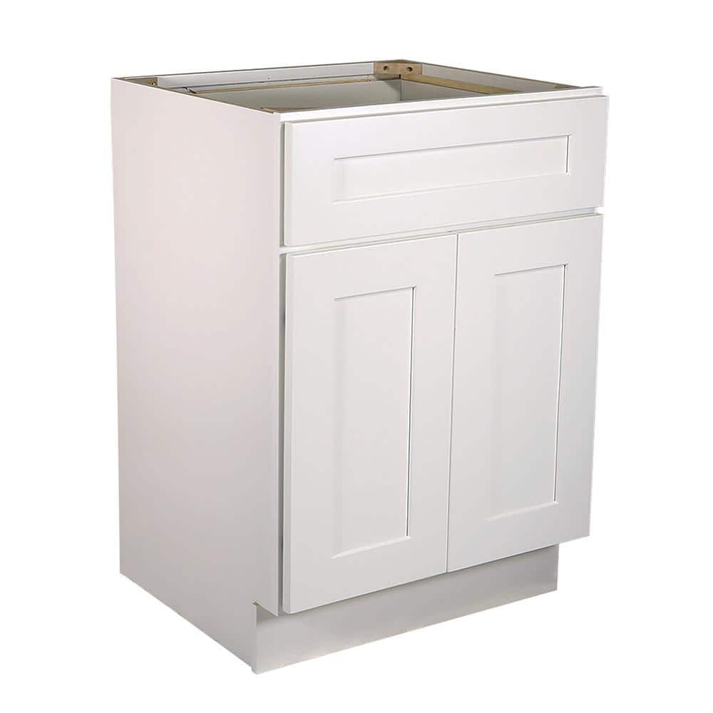 Design House Brookings Shaker 24in.Wx 24in.Dx 34.5in.H Solid Wood Assembled Base Kitchen Cabinet in Painted White w\ Soft Close Doors