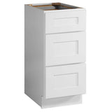 Design House Brookings Solid Wood Assembled Shaker 15 in. x 34.5 in. x 24 in. 3 Drawer Base Kitchen Cabinet with 3DB15 in White