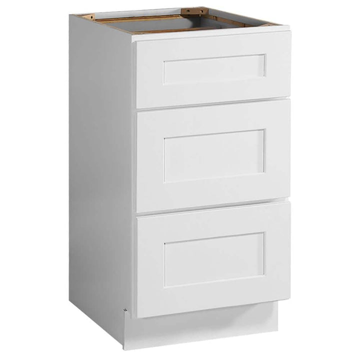 Design House Brookings Solid Wood Assembled Shaker 18 in. x 34.5 in. x 24 in. 3 Drawer Base Kitchen Cabinet 3DB18 in White