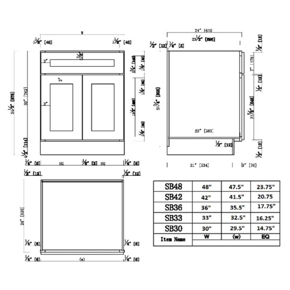 Design House Brookings Solid Wood Assembled Shaker 30 in. x 34.5 in. x 24 in. 2 Door Sink Base Kitchen Cabinet SB30 in White