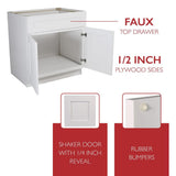 Design House Brookings Solid Wood Assembled Shaker 42 in. x 34.5 in. x 24 in. 2 Door Sink Base Kitchen Cabinet SB42 in White