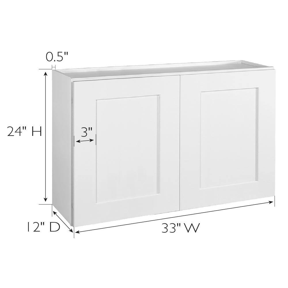 Design House Brookings Solid Wood Assembled Shaker 33 in. x 24 in. x 12 in. 2 Door Wall Kitchen Cabinet W3324 in White