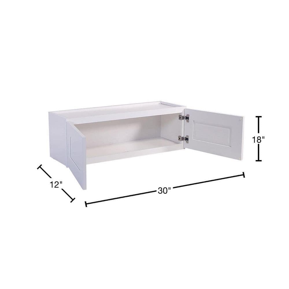Design House Brookings Solid Wood Assembled Shaker 30 in. x 18 in. x 12 in. 2 Door Wall Kitchen Cabinet W3018 in White