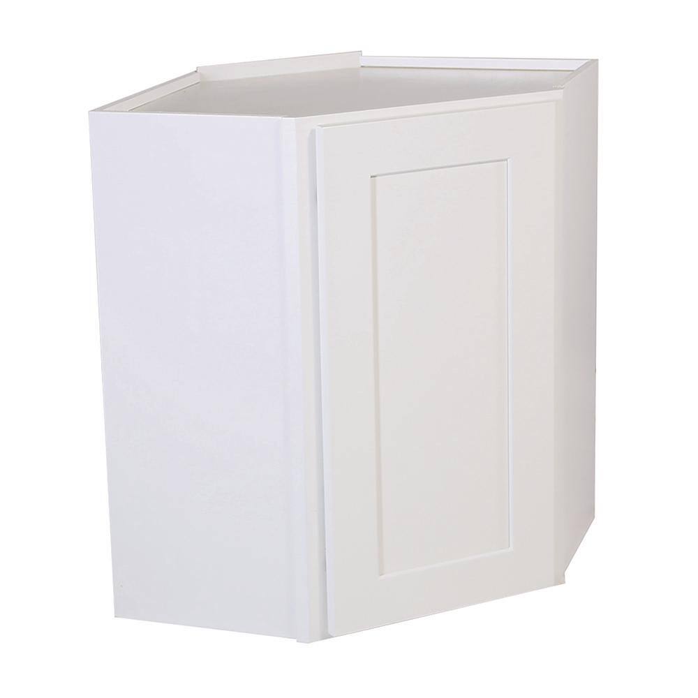 Design House Brookings Solid Wood Assembled Shaker 24 in. x 30 in. x 12 in. 1 Door Corner Wall Kitchen Cabinet WAC2430 in White