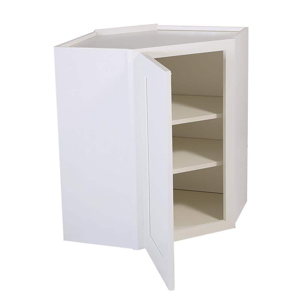 Design House Brookings Solid Wood Assembled Shaker 24 in. x 30 in. x 12 in. 1 Door Corner Wall Kitchen Cabinet WAC2430 in White