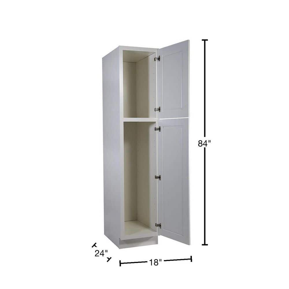 Design House Brookings Solid Wood Assembled Shaker 18 in. x 84 in. x 24 in. 2 Door Pantry/Utility Kitchen Cabinet UC1884 in White