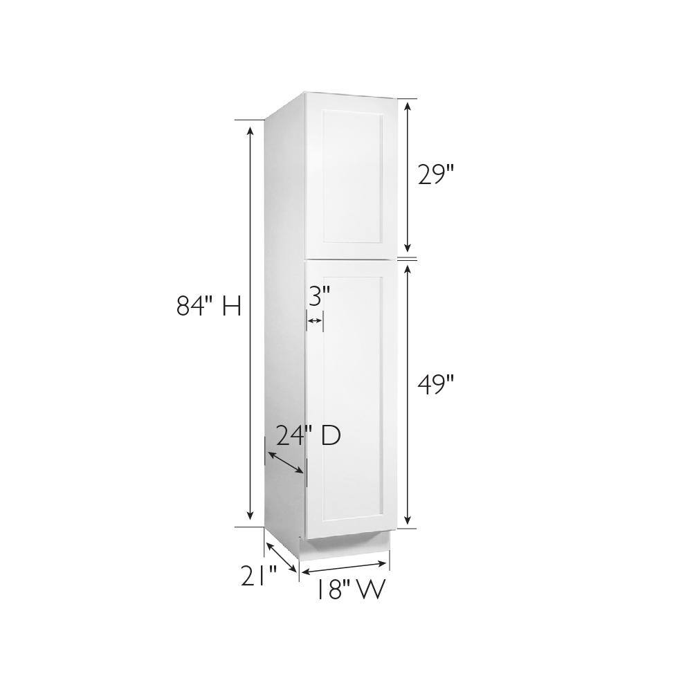 Design House Brookings Solid Wood Assembled Shaker 18 in. x 84 in. x 24 in. 2 Door Pantry/Utility Kitchen Cabinet UC1884 in White
