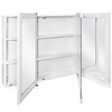 Design House Concord 48 in. W x 30 in. H Surface Mount Tri-View White Gloss Medicine Cabinet with Mirror