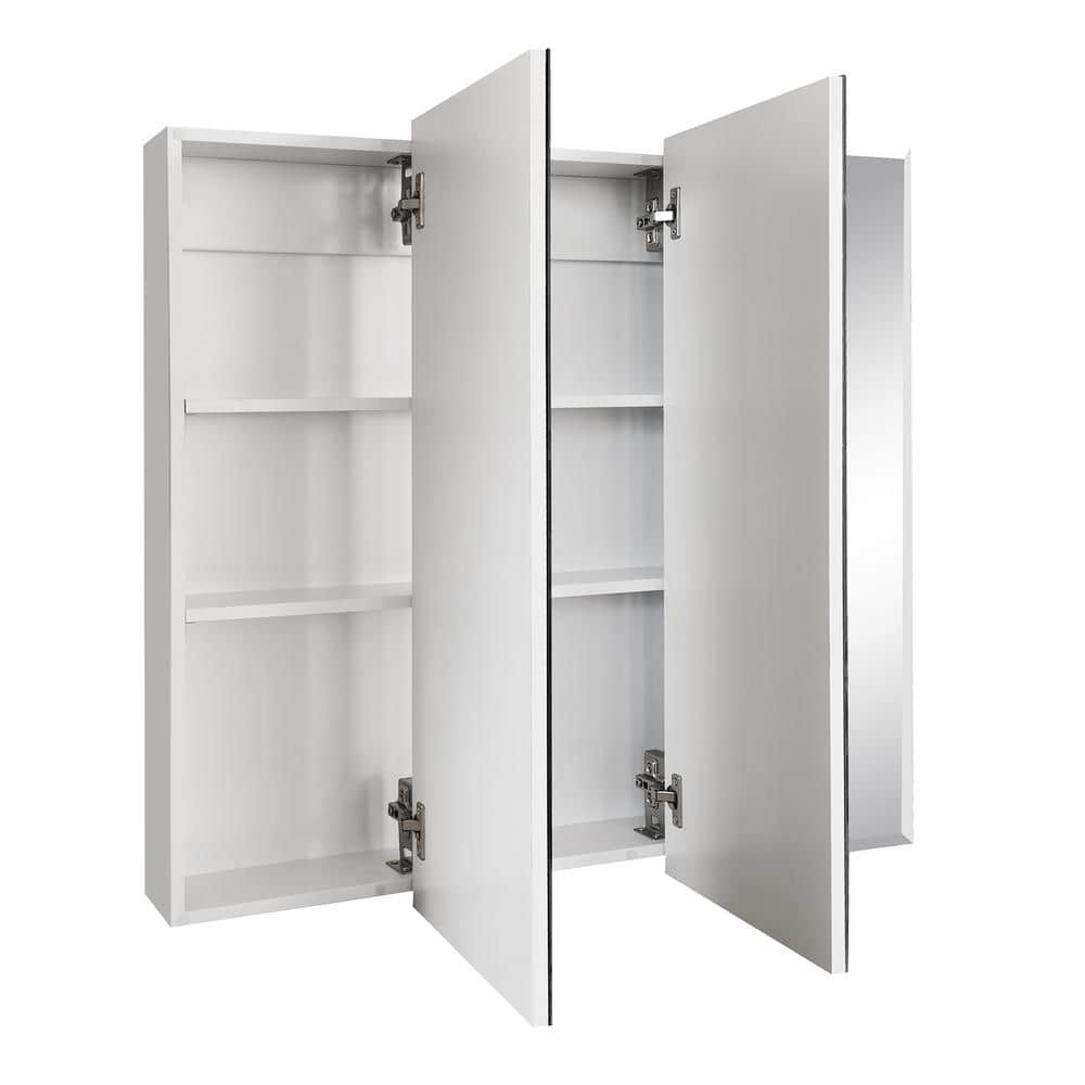 Design House Cyprus 30.4 in. W x 30.1 in. H Assembled Frameless Tri-View Recessed/Surface Mount Medicine Cabinet with Mirrors