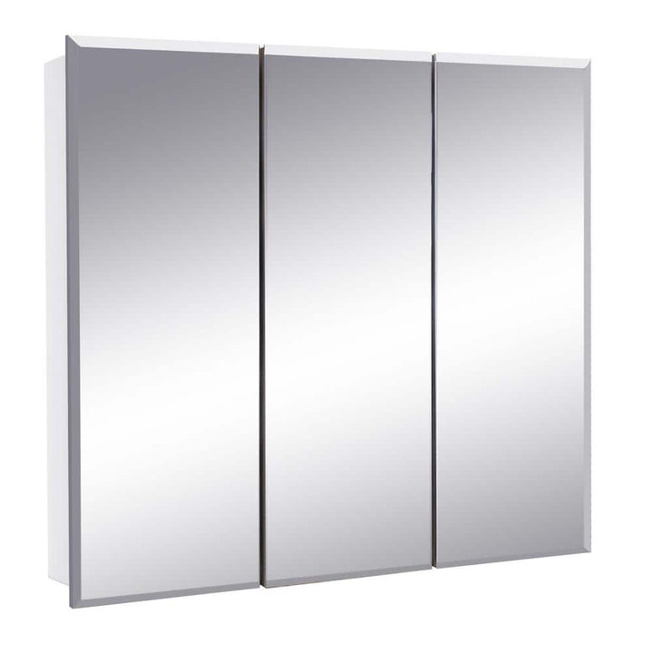 Design House Cyprus 30.4 in. W x 30.1 in. H Assembled Frameless Tri-View Recessed/Surface Mount Medicine Cabinet with Mirrors